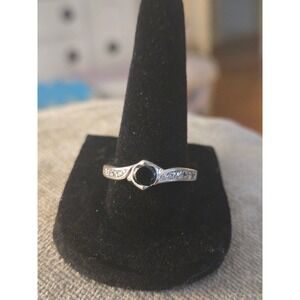 Infinity Onyx Silver Ring Diamonds or Czs? Sz 9